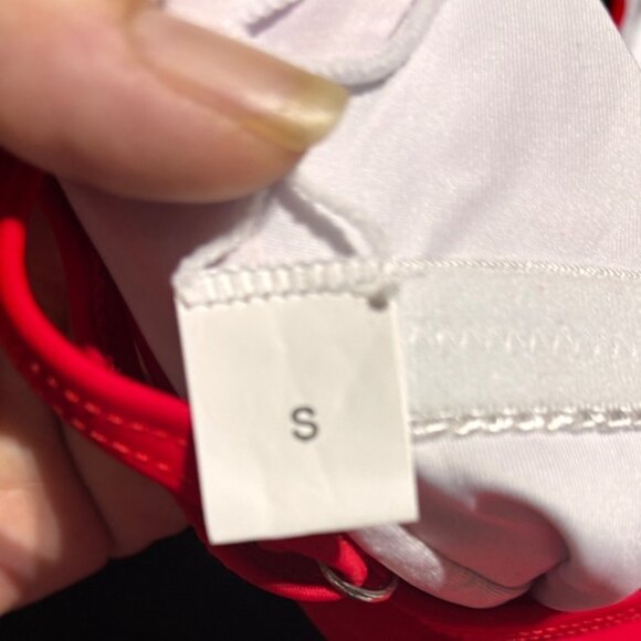 Red One-Piece Swimsuit With Thin Straps & Scoop Neckline - Picture 5 of 5